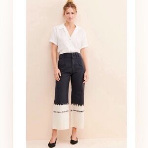 NWT Anthropologie Fatima Dip Dyed Wide Leg Cropped Pant.